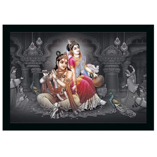 Roneclick Radha Krishna Painting Vinyl Sparkle Coated with Synthetic Photo Frame (Multicolor)