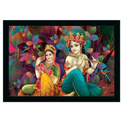 Roneclick Radha Krishna Painting Vinyl Sparkle Coated with Synthetic Photo Frame (Multicolor)