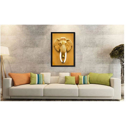 Roneclick Elephant Painting Vinyl Sparkle Coated with Synthetic Photo Frame (Multicolor)