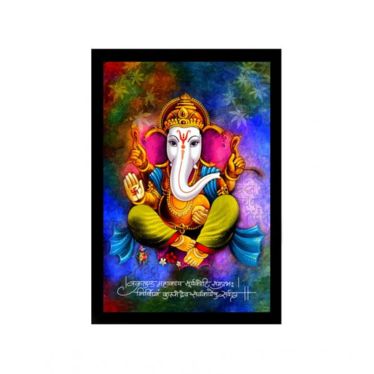 Roneclick Ganesh Photo with Synthetic Photo Frame (Multicolor)