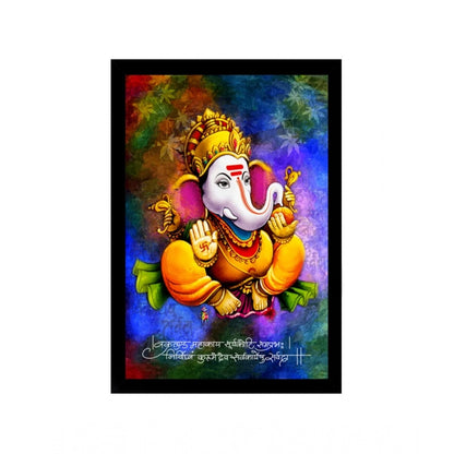 Roneclick Ganesh Photo with Synthetic Photo Frame (Multicolor)