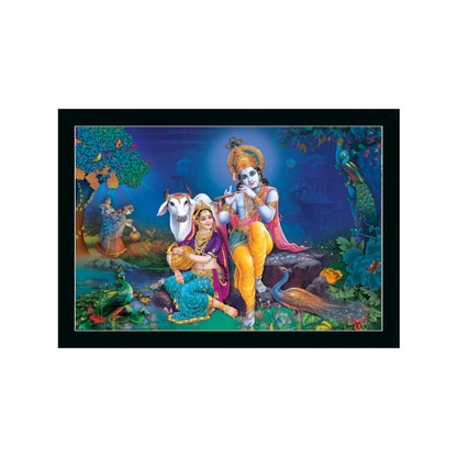 Roneclick Radha Krishna Painting with Synthetic Photo Frame (Multicolor)