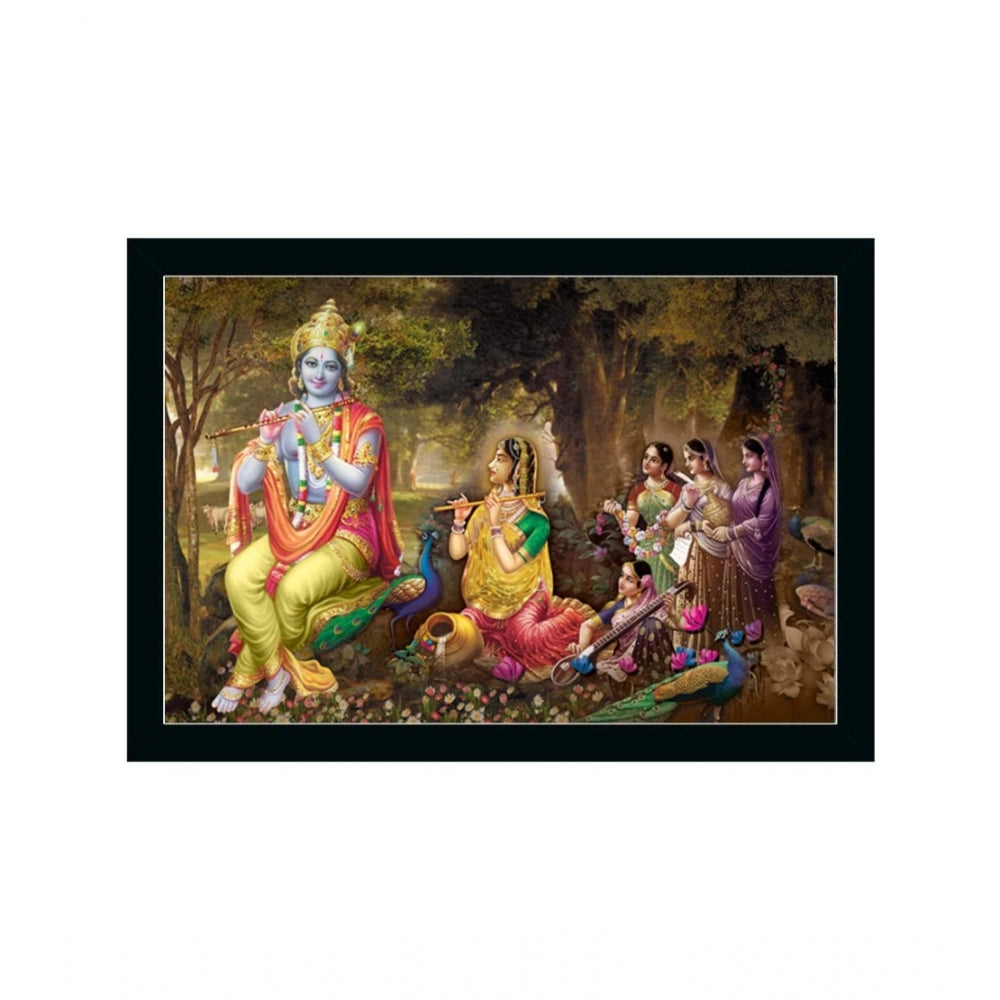 Roneclick Radha Krishna Painting with Synthetic Photo Frame (Multicolor)