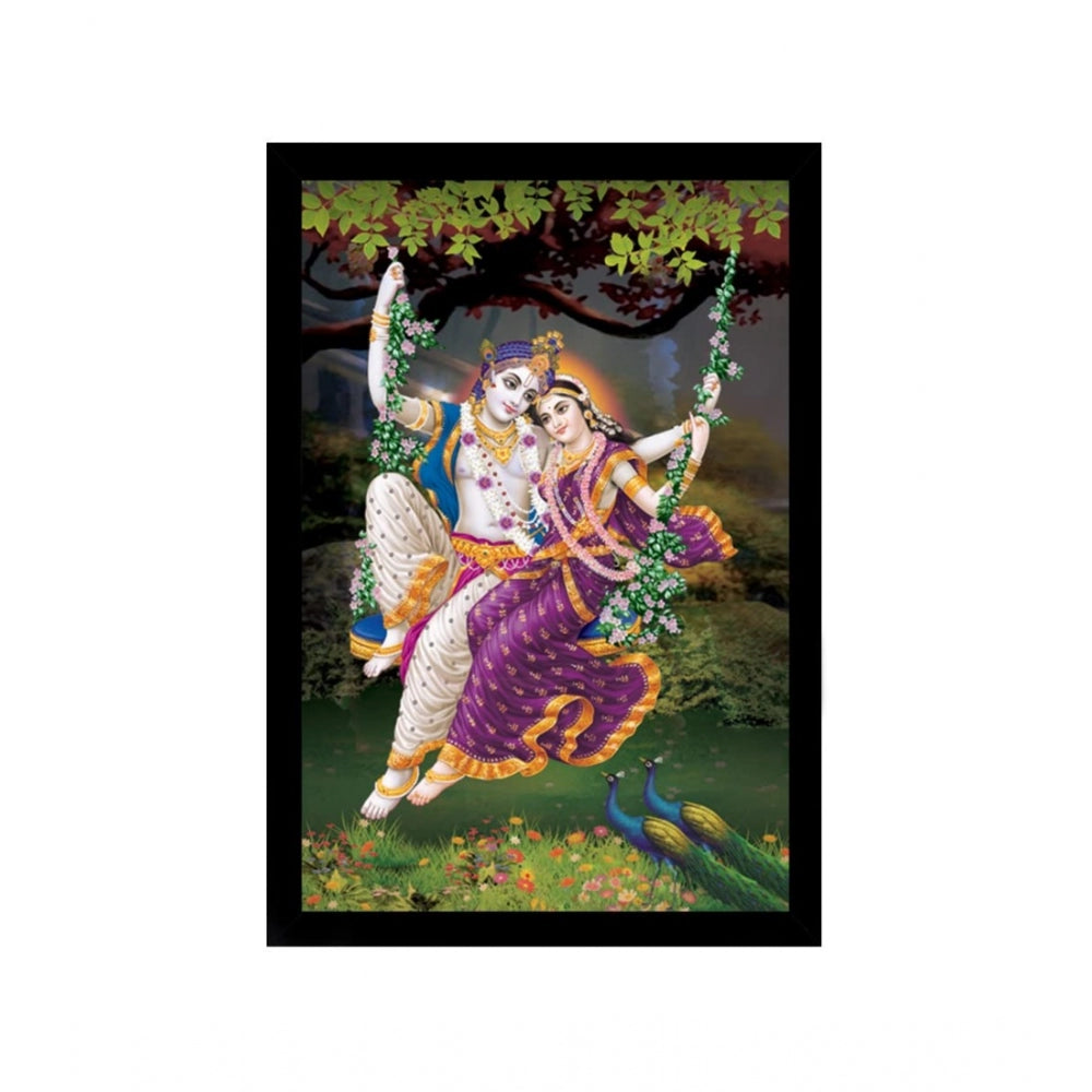 Roneclick Radha Krishna Painting with Synthetic Photo Frame (Multicolor)