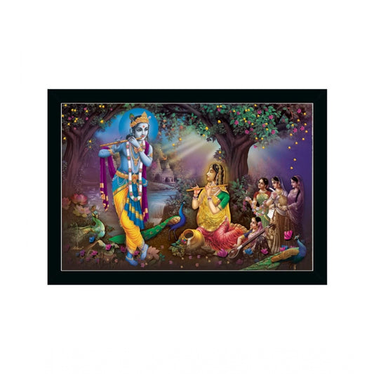 Roneclick Radha Krishna Painting with Synthetic Photo Frame (Multicolor)