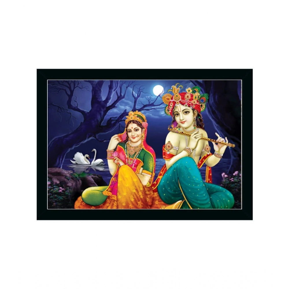 Roneclick Radha Krishna Painting with Synthetic Photo Frame (Multicolor)