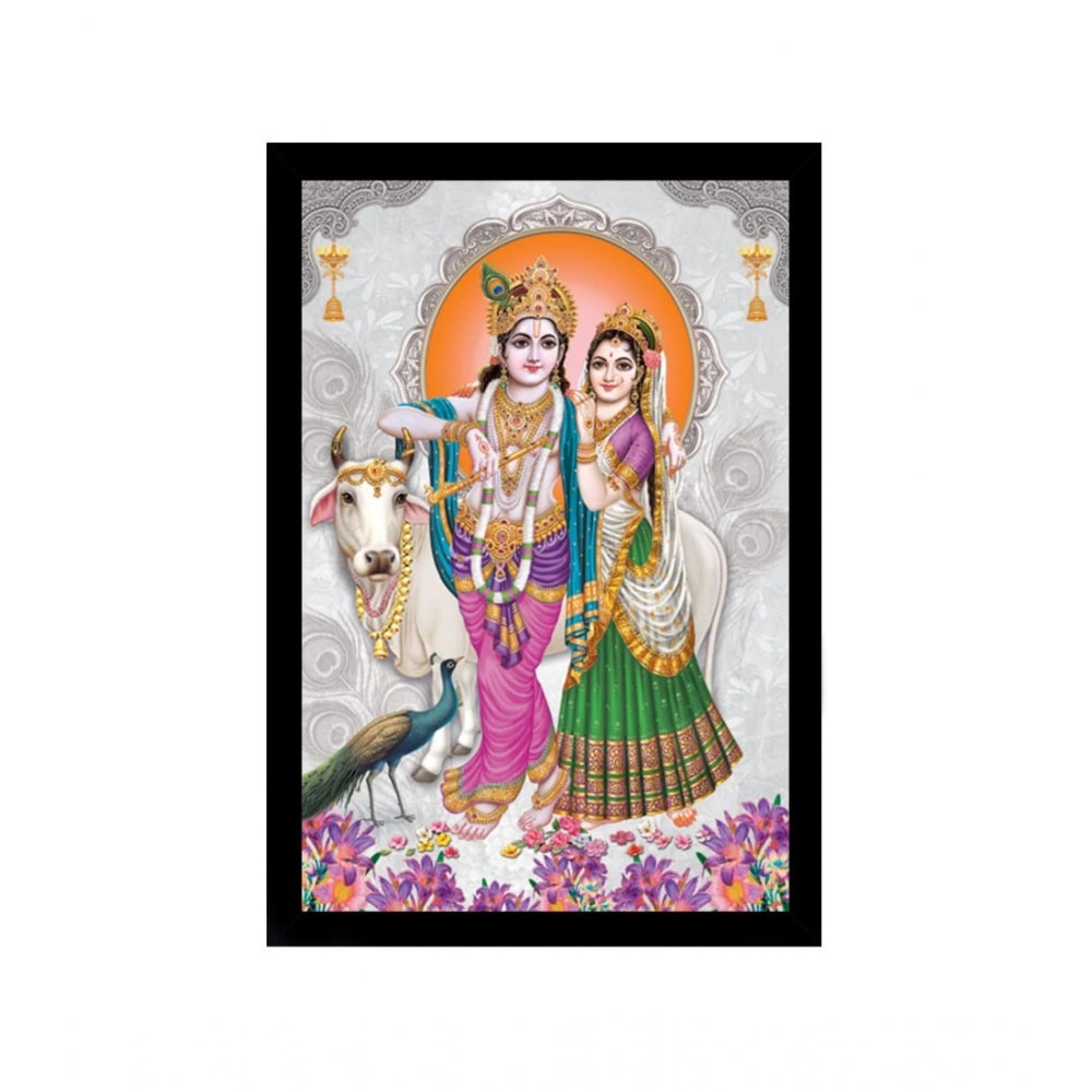 Roneclick Radha Krishna Painting with Synthetic Photo Frame (Multicolor)