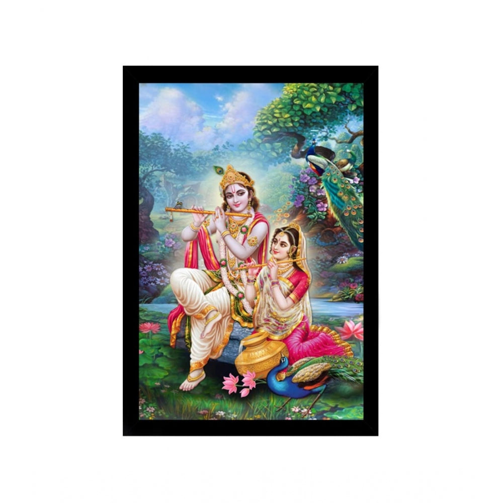 Roneclick Radha Krishna Painting with Synthetic Photo Frame (Multicolor)