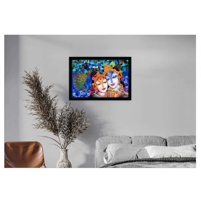 Roneclick Radha Krishna Painting with Synthetic Photo Frame (Multicolor)