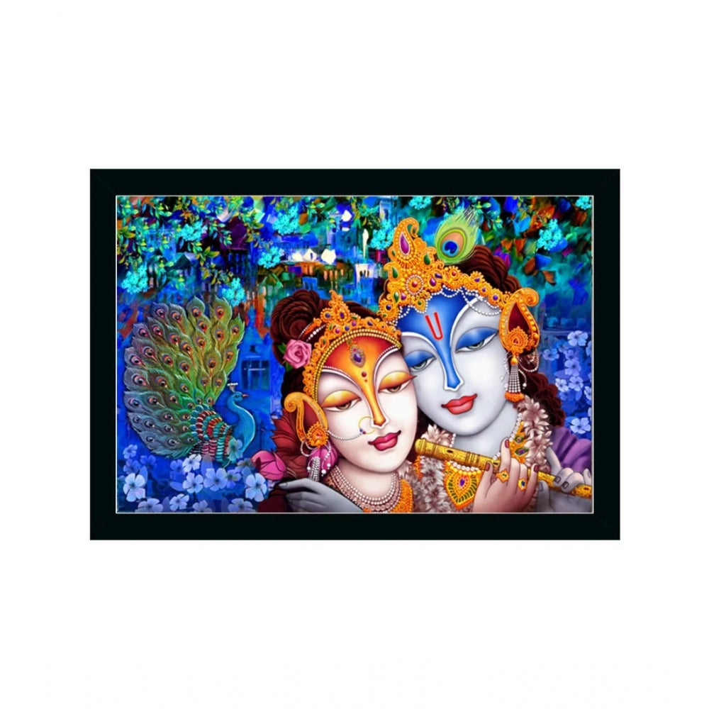 Roneclick Radha Krishna Painting with Synthetic Photo Frame (Multicolor)