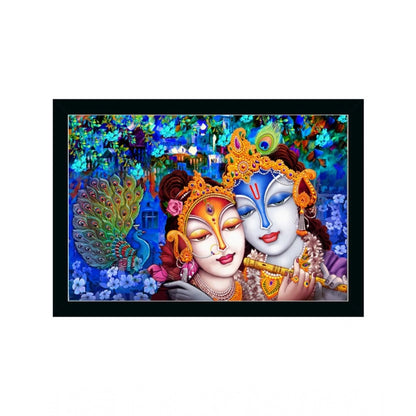 Roneclick Radha Krishna Painting with Synthetic Photo Frame (Multicolor)