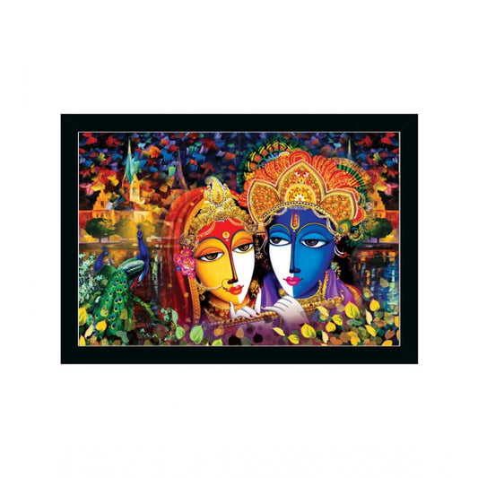 Roneclick Radha Krishna Painting with Synthetic Photo Frame (Multicolor)