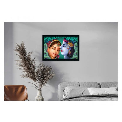 Roneclick Radha Krishna Painting Vinyl Sparkle Coated with Synthetic Photo Frame (Multicolor)