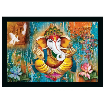 Roneclick Ganesh Photo with Synthetic Photo Frame (Multicolor)