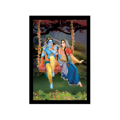 Roneclick Radha Krishna Painting with Synthetic Photo Frame (Multicolor)