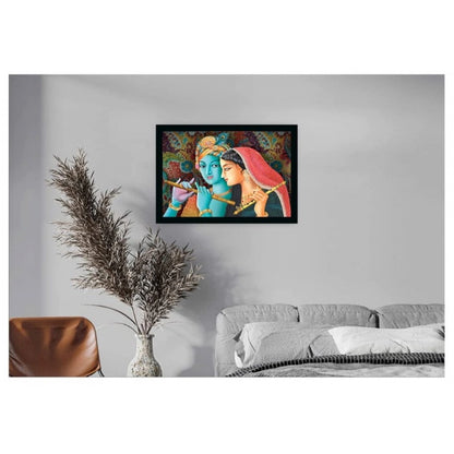 Roneclick Radha Krishna Painting with Synthetic Photo Frame (Multicolor)