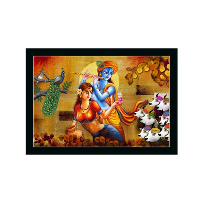 Roneclick Radha Krishna Painting with Synthetic Photo Frame (Multicolor)