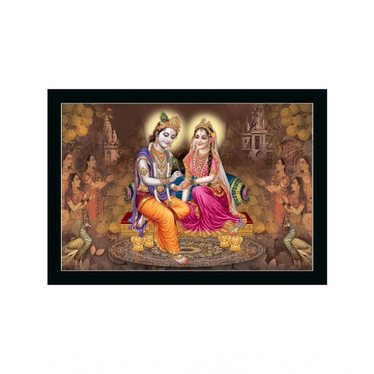 Roneclick Radha Krishna Painting with Synthetic Photo Frame (Multicolor)