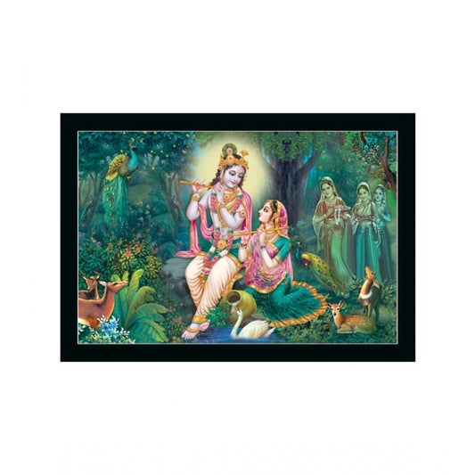 Roneclick Radha Krishna Painting with Synthetic Photo Frame (Multicolor)