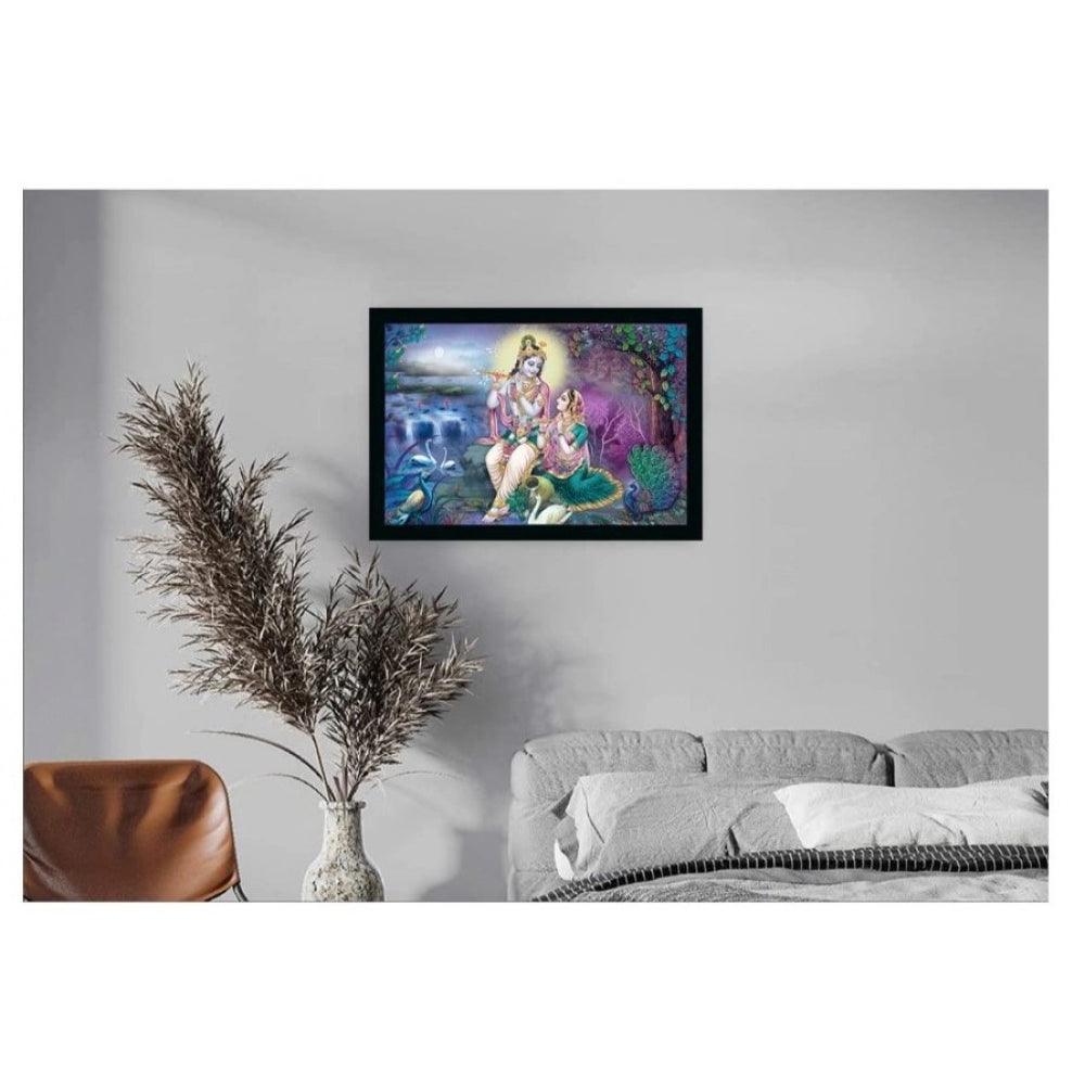 Roneclick Radha Krishna Painting with Synthetic Photo Frame (Multicolor)