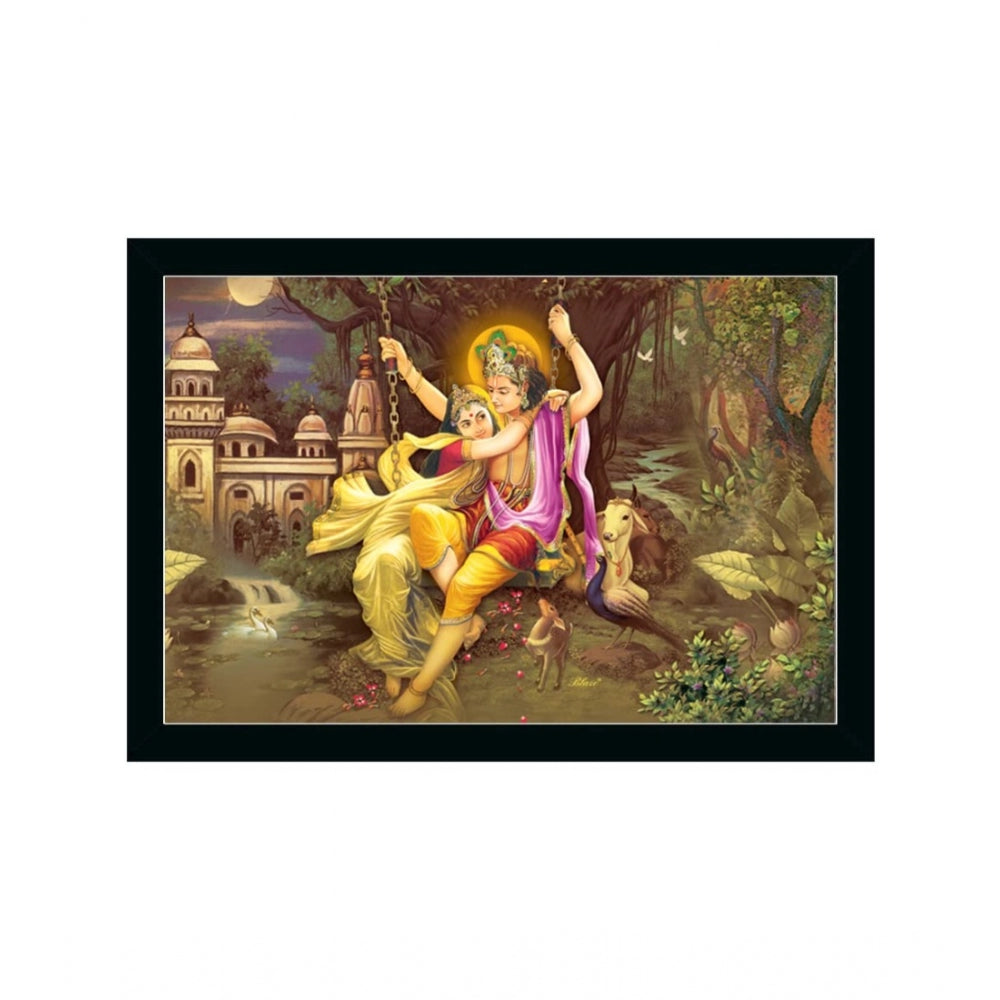 Roneclick Radha Krishna Painting with Synthetic Photo Frame (Multicolor)