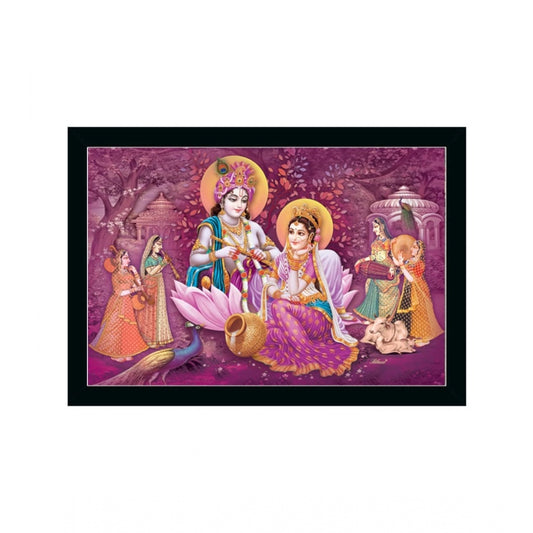 Roneclick Radha Krishna Painting with Synthetic Photo Frame (Multicolor)