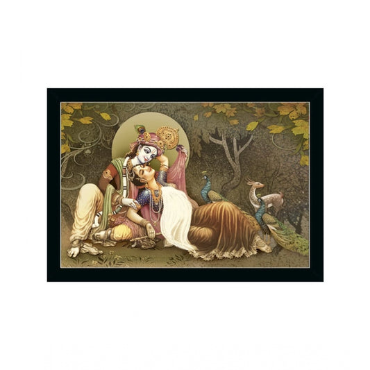 Roneclick Radha Krishna Painting with Synthetic Photo Frame (Multicolor)