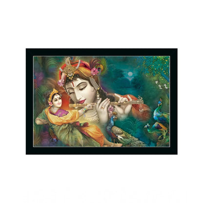 Roneclick Radha Krishna Painting with Synthetic Photo Frame (Multicolor)