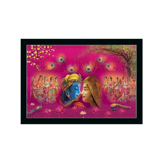 Roneclick Radha Krishna Painting with Synthetic Photo Frame (Multicolor)