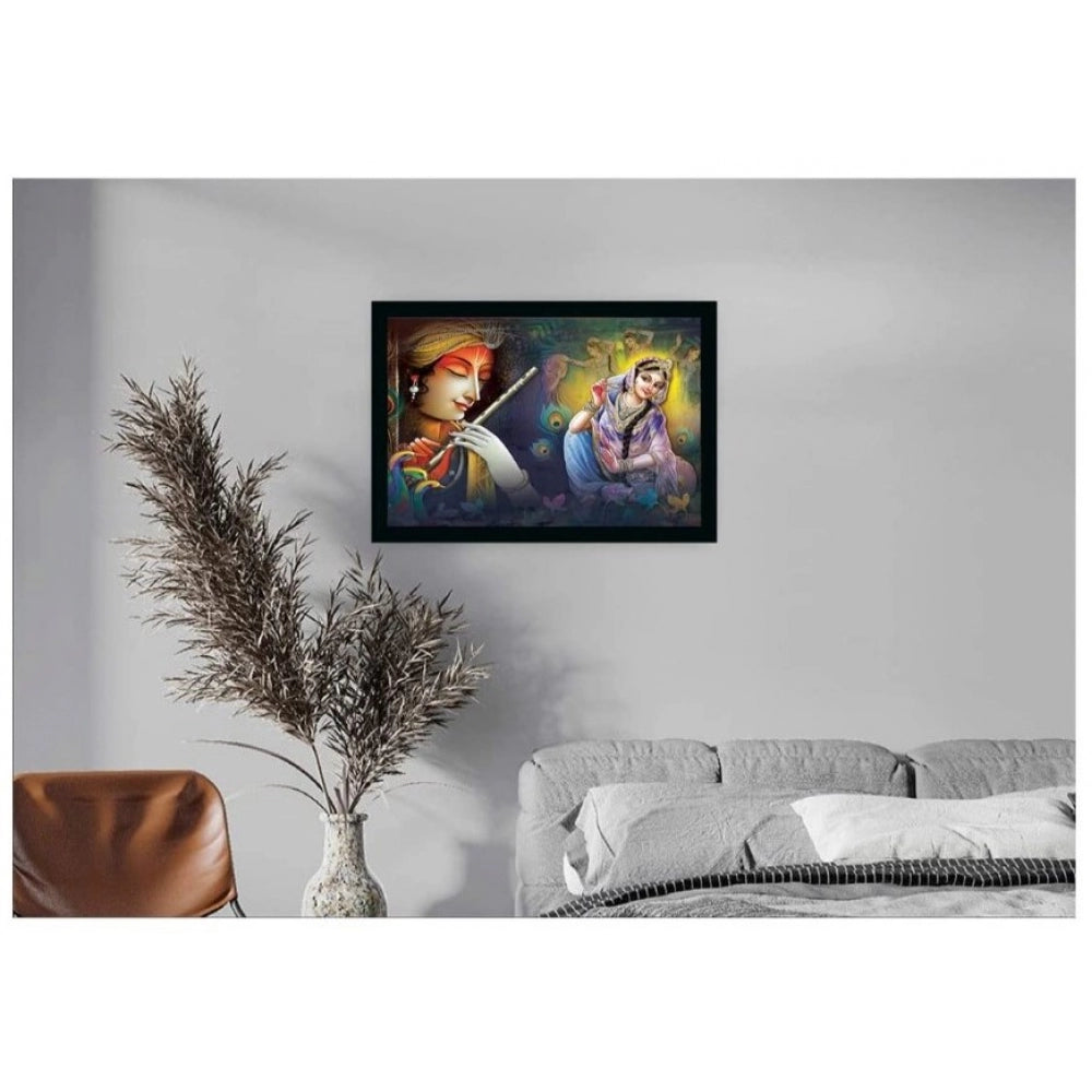 Roneclick Radha Krishna Painting with Synthetic Photo Frame (Multicolor)