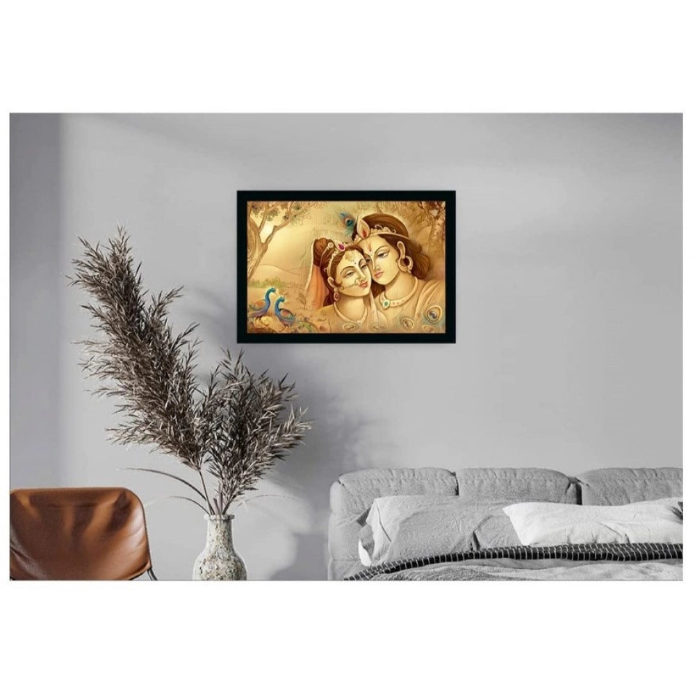 Roneclick Radha Krishna Painting with Synthetic Photo Frame (Multicolor)