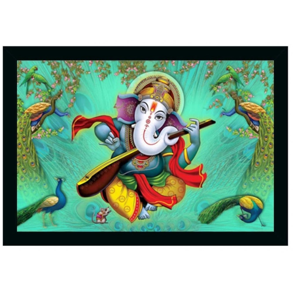 Roneclick Ganesh Photo with Synthetic Photo Frame (Multicolor)