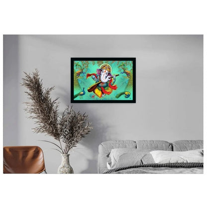 Roneclick Ganesh Photo with Synthetic Photo Frame (Multicolor)