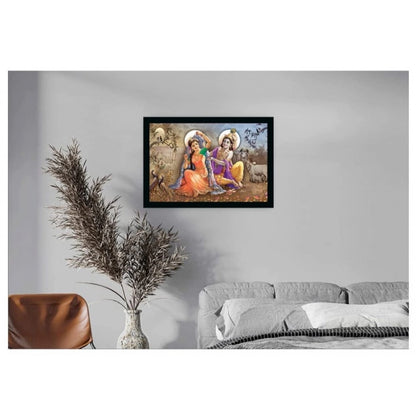 Roneclick Radha Krishna Painting with Synthetic Photo Frame (Multicolor)