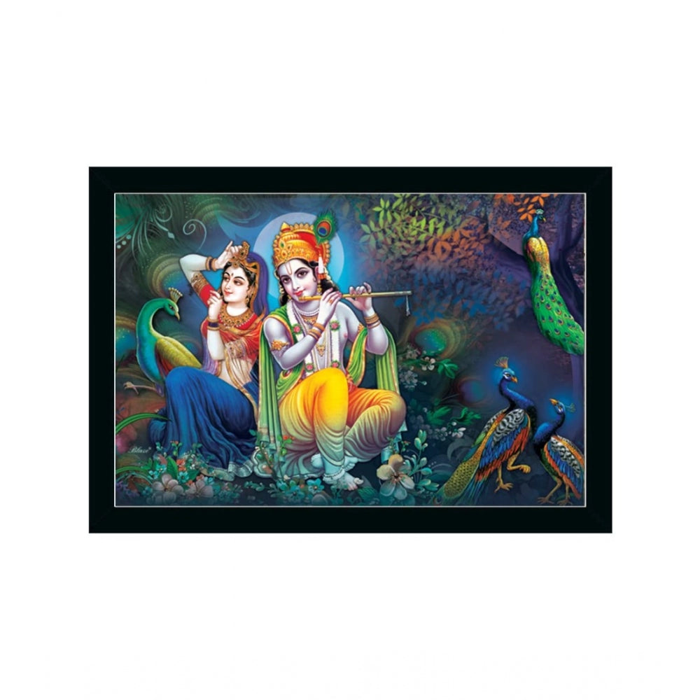 Roneclick Radha Krishna Painting with Synthetic Photo Frame (Multicolor)