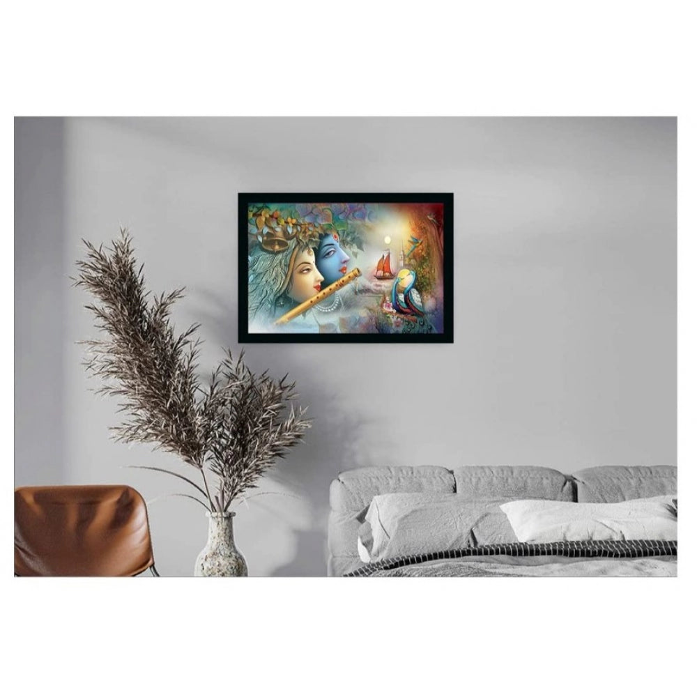 Roneclick Radha Krishna Painting with Synthetic Photo Frame (Multicolor)