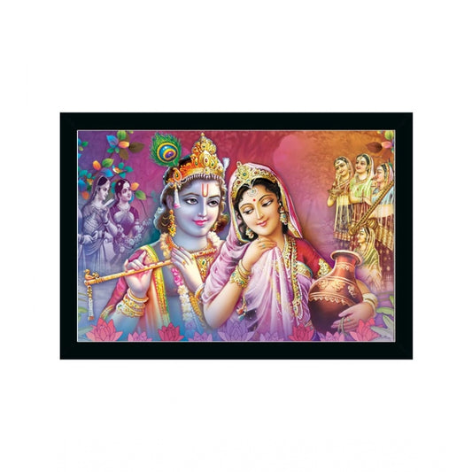 Roneclick Radha Krishna Painting with Synthetic Photo Frame (Multicolor)