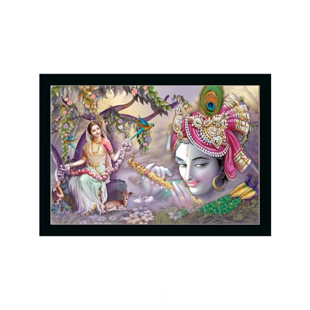 Roneclick Radha Krishna Painting with Synthetic Photo Frame (Multicolor)