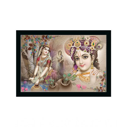 Roneclick Radha Krishna Painting with Synthetic Photo Frame (Multicolor)