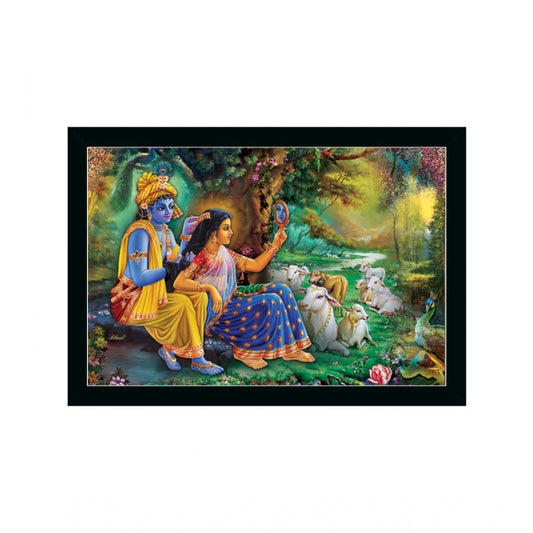 Roneclick Radha Krishna Painting with Synthetic Photo Frame (Multicolor)