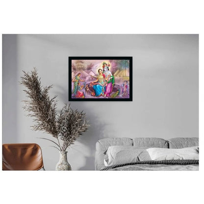 Roneclick Radha Krishna Painting with Synthetic Photo Frame (Multicolor)