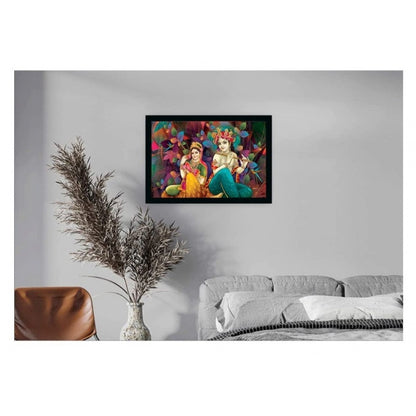 Roneclick Radha Krishna Painting with Synthetic Photo Frame (Multicolor)