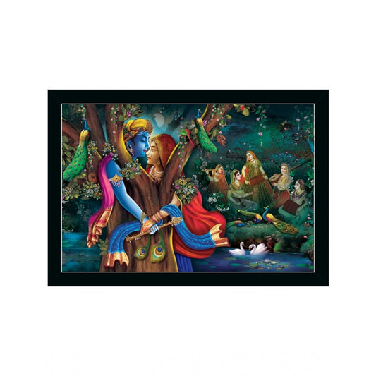 Roneclick Radha Krishna Painting with Synthetic Photo Frame (Multicolor)