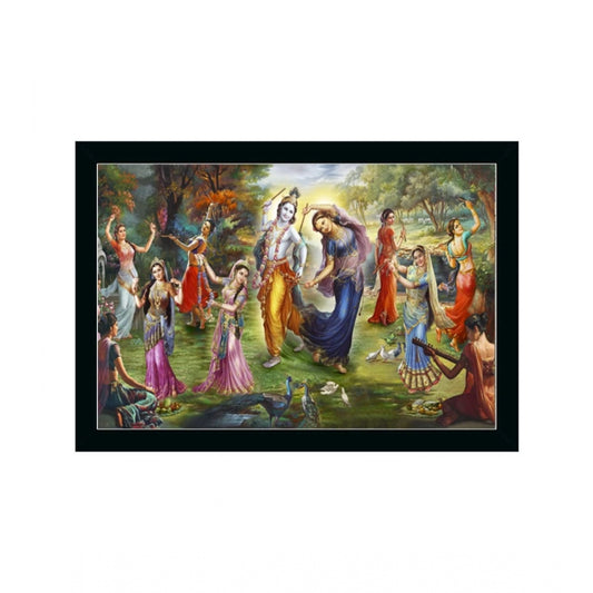 Roneclick Radha Krishna Painting with Synthetic Photo Frame (Multicolor)