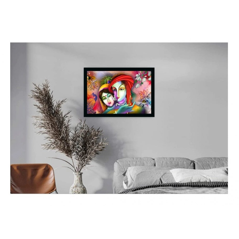 Roneclick Radha Krishna Painting Vinyl Sparkle Coated with Synthetic Photo Frame (Multicolor)