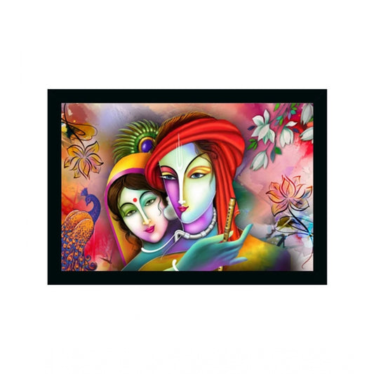 Roneclick Radha Krishna Painting Vinyl Sparkle Coated with Synthetic Photo Frame (Multicolor)