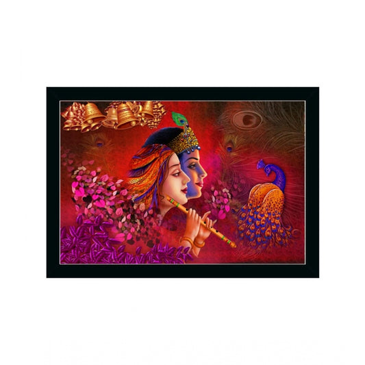 Roneclick Radha Krishna Painting with Synthetic Photo Frame (Multicolor)