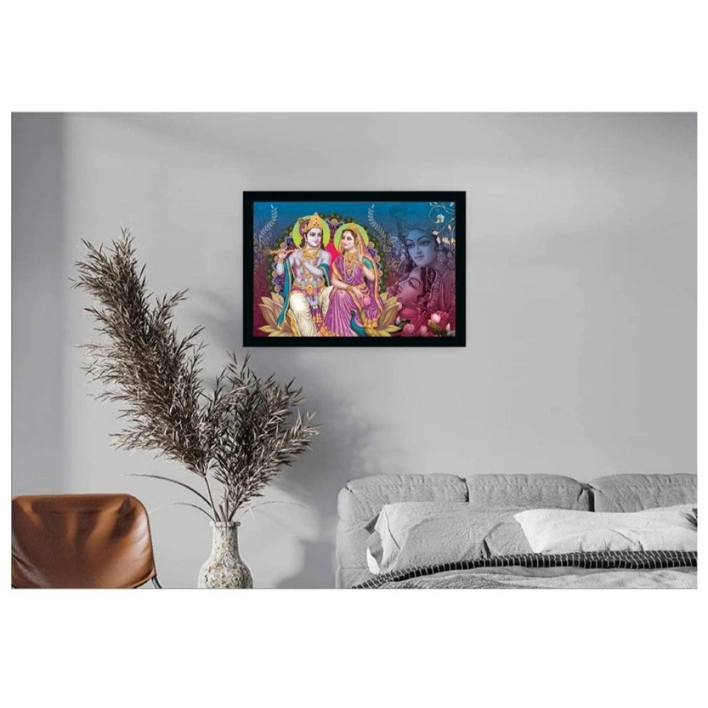 Roneclick Radha Krishna Painting with Synthetic Photo Frame (Multicolor)