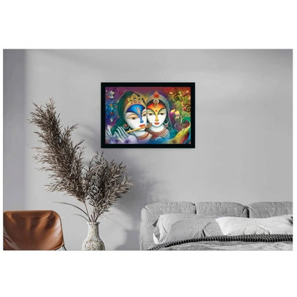 Roneclick Radha Krishna Painting with Synthetic Photo Frame (Multicolor)