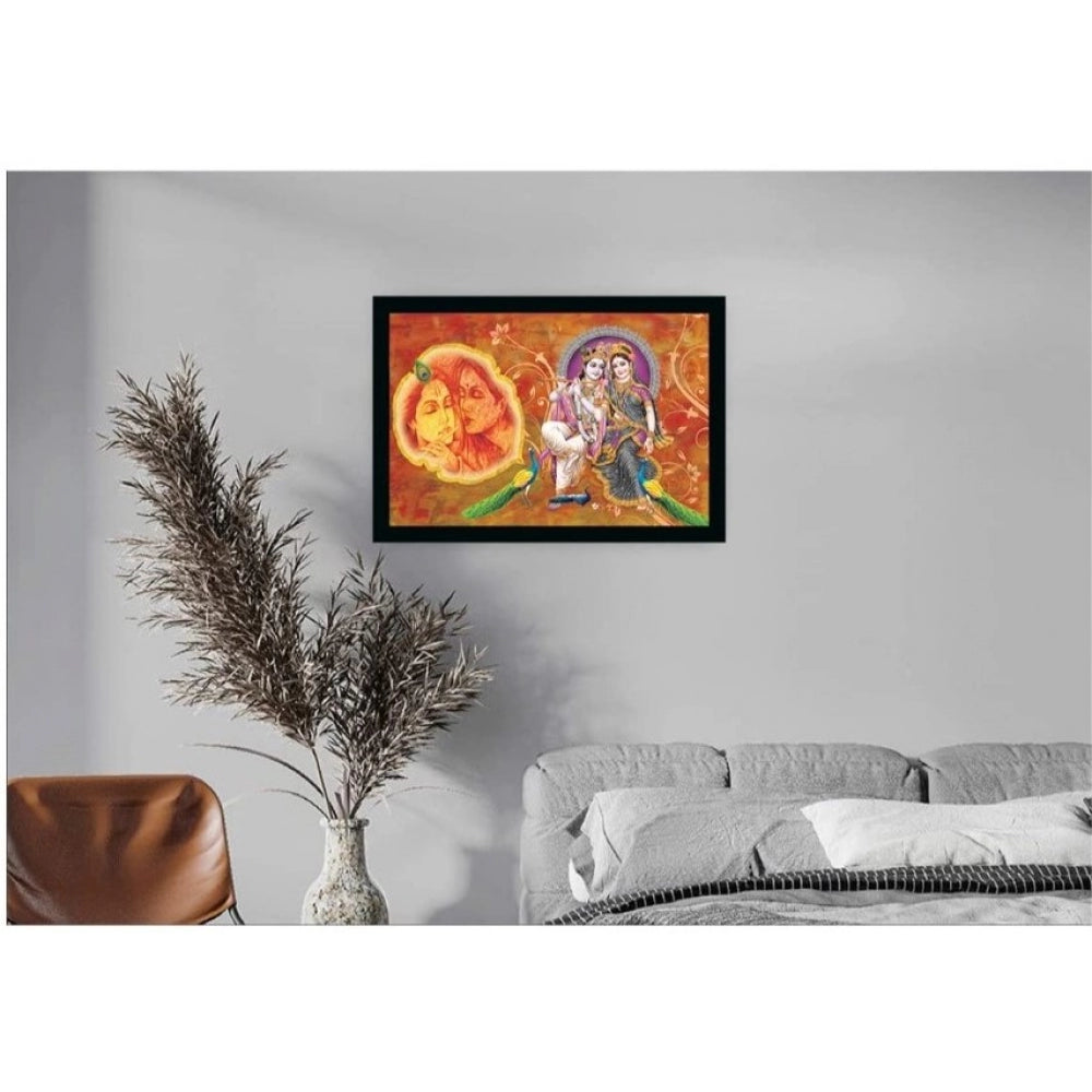 Roneclick Radha Krishna Painting with Synthetic Photo Frame (Multicolor)